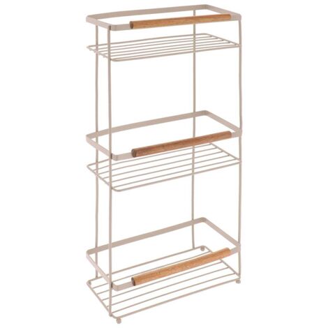 Rechteckiges regal aus metall mit 3 ebenen im akaziendekor - beige - Tendance