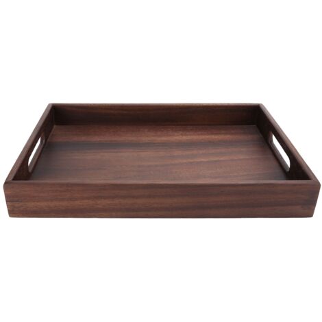 Rechteckiges Serviertablett aus Holz mit Rillen für Frühstück, Kaffee, Obst und Snacks