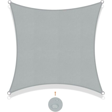 Rechteckiges Sonnensegel, 3 x 3 m, wasserdichtes Sonnensegel, UV-Schutz für Terrasse, Garten, Terrasse, Außenbereich, Balkon, Hellgrau