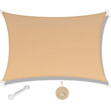 Rechteckiges Sonnensegel, 3x2,5m, wasserdicht und UV-beständig, creme