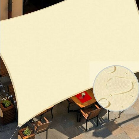 Rechteckiges Sonnensegel Wasserdicht Anti 93% Uv Wasserfest Windschutz Polyester Mit Uv-Schutz Für Garten Terrasse Camping, Beige, 3x4M