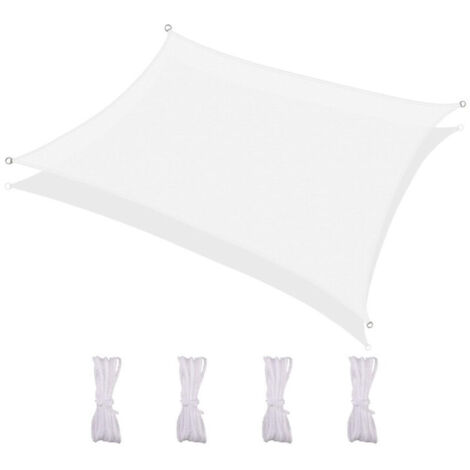 Rechteckiges Sonnensegel, wasserdicht und UV-beständig, für Terrasse, Garten, Rasen, 2,5 x 3 m, weiß