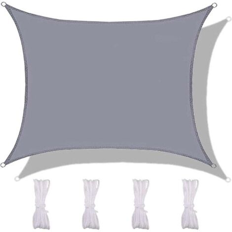 Rechteckiges Sonnensegel, wasserdicht und UV-beständig, für Terrasse, Garten, Rasen, 3 x 3 m, Grau