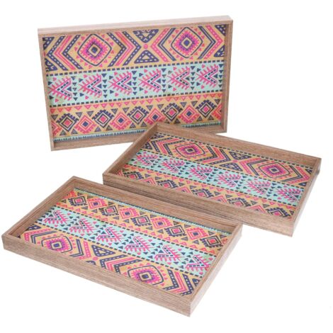 Rechteckiges Tablett aus orangefarbenem Holz 1-3 cm45x30h4