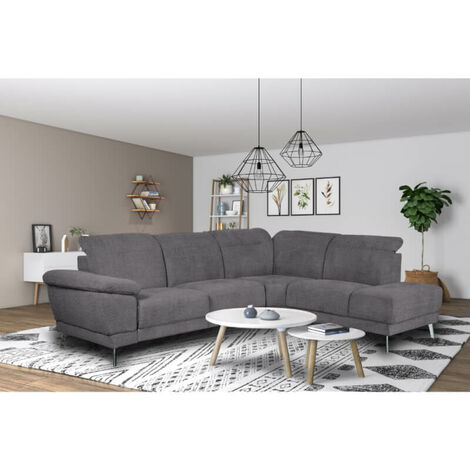 Rechtes Ecksofa New York, grauer Liegesitz