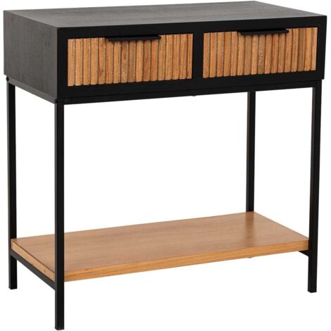 Recibidor 2 cajones madera y metal 80x42x79h cm