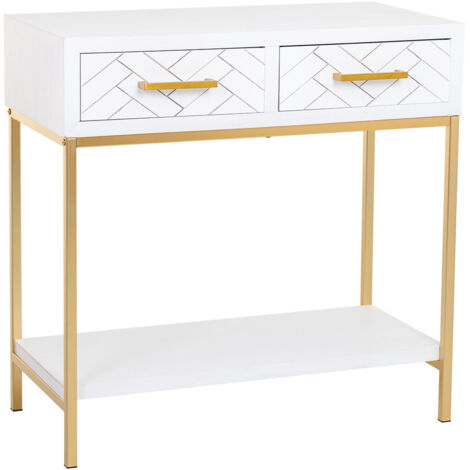 Recibidor 2 cajones madera y metal 80x42x79h cm