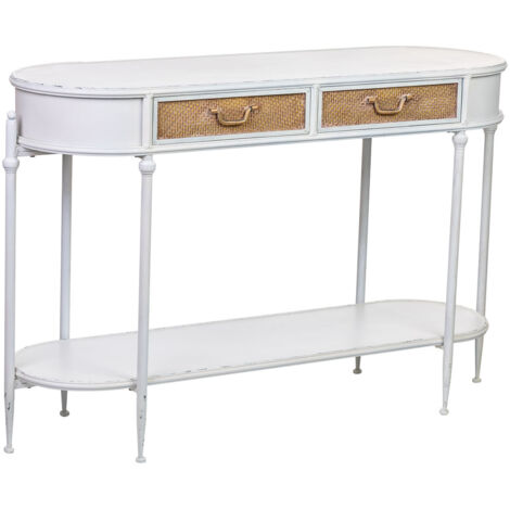 Recibidor 2 cajones y 1 balda de metal blanco 125x41x81h cm