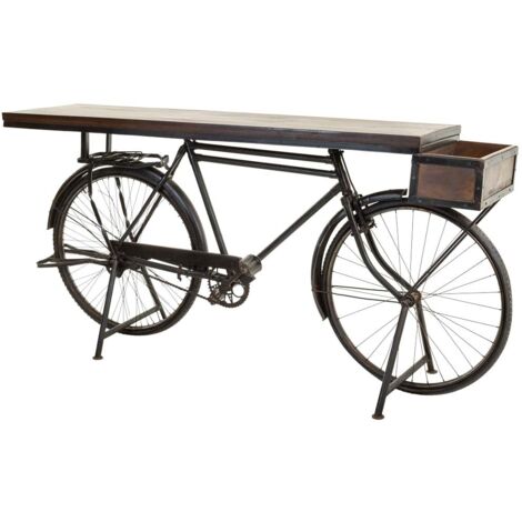 Recibidor bicicleta de madera y metal negro 198x50x90