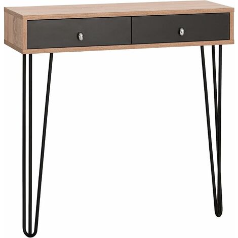 Recibidor Consola Roble Sonoma y Gris 90 x 30 x 87 cm con Dos cajones Zeus