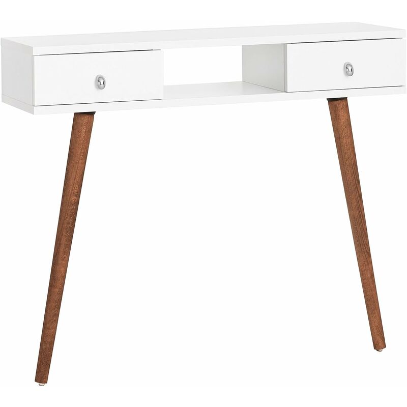 

Myoshome - Recibidor Consola Roble y Blanco 100 x 32 x 75 cm con Dos cajones Temis