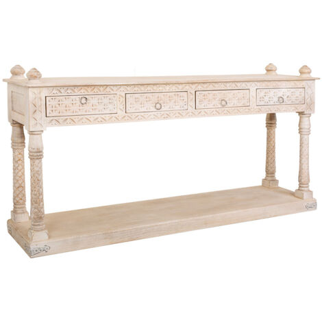 Recibidor de madera acabado artesanal 196x46x97h cm