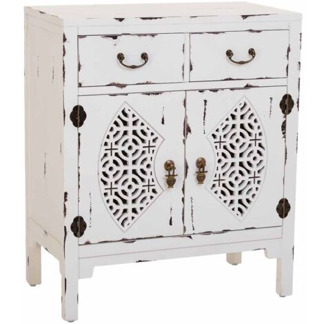 Recibidor de madera  blanco 66x36x78h cm
