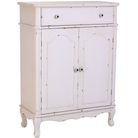 Recibidor de madera blanco de 2 cajones y 2 puertas 80x38x110,5h cm