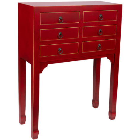 Recibidor de madera de 6 cajones 63x26x82h cm
