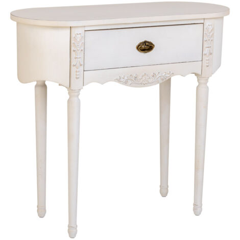 Recibidor de madera lacado envejecido, 1 cajón 88x36x80h cm - Blanco