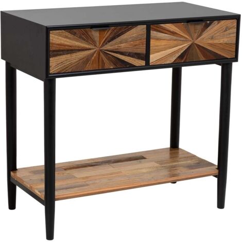 Recibidor de madera y metal de 1 cajon y 1 balda marron 80X42X79