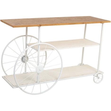 Recibidor de madera y metal lacado con 2 baldas 120x42x78h cm - Blanco