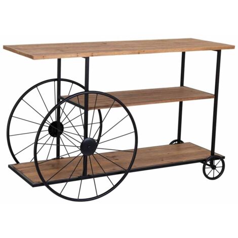 Recibidor de madera y metal lacado con 2 baldas 120x42x78h cm - Negro