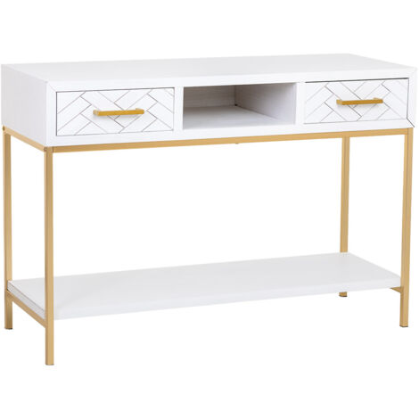 Recibidor dos cajones madera y metal 120x40x69h cm