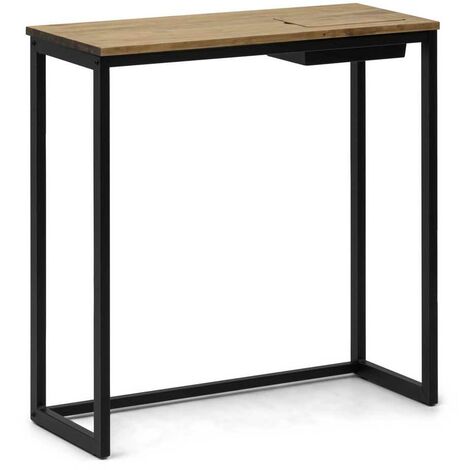 Recibidor Eco-Line negro envejecido con bandeja oculta Box Furniture 118x30x80cm