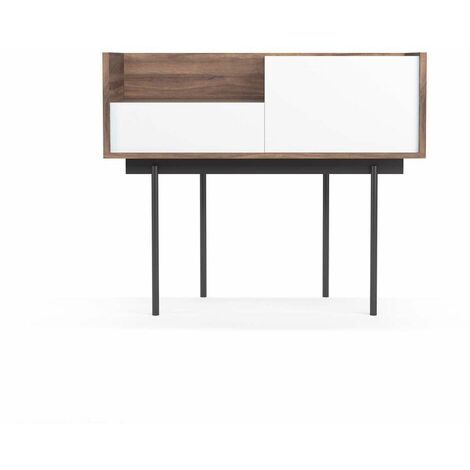 Recibidor modelo 671 acabado nogal combinado con blanco, 84cm(alto)  98cm(ancho) 31cm(prof.)