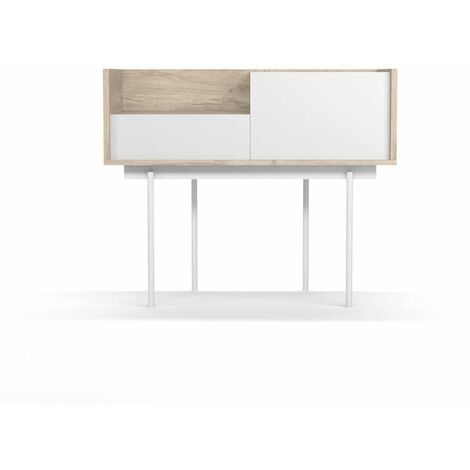 Recibidor modelo 671 acabado roble combinado con blanco, 84cm(alto)  98cm(ancho) 31cm(prof.)