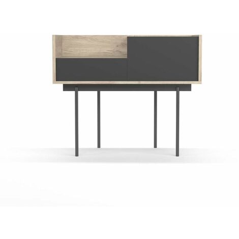 Recibidor modelo 671 acabado roble combinado con grafito, 84cm(alto)  98cm(ancho) 31cm(prof.)