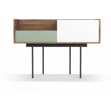 Recibidor modelo 673 acabado nogal combinado con verde y blanco, 84cm(alto)  122cm(ancho) 42cm(prof.)