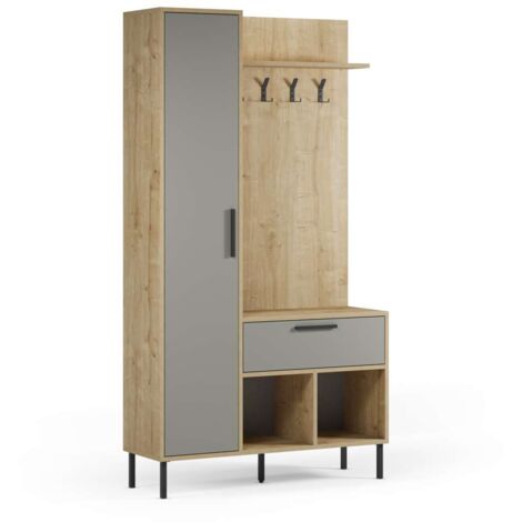 Recibidor zapatero 1 puerta, 1 cajón modelo Teho acabado verde, 195.3cm(alto) 108cm(ancho) 35cm(fondo)