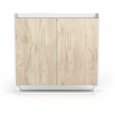 Recibidor zapatero 2 puertas modelo 526 acabado blanco/roble claro, 87 cm (alto) x 90 cm (ancho) x 25.5 cm (prof.)
