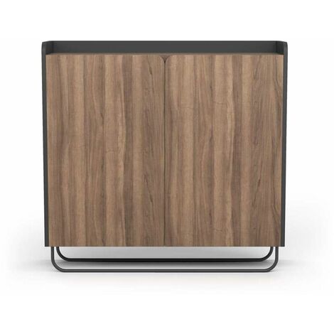 Recibidor zapatero 2 puertas modelo 526 acabado grafito/nogal claro, 87 cm (alto) x 90 cm (ancho) x 25.5 cm (prof.)