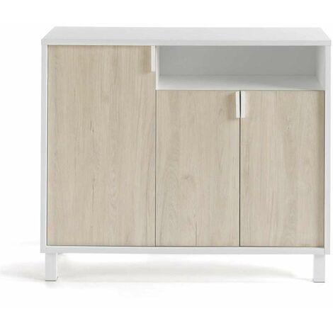 Recibidor zapatero 3 puertas Modelo 520 acabado blanco/roble claro. 88 cm (alto) x 100 cm (ancho) x 37 cm (prof.)
