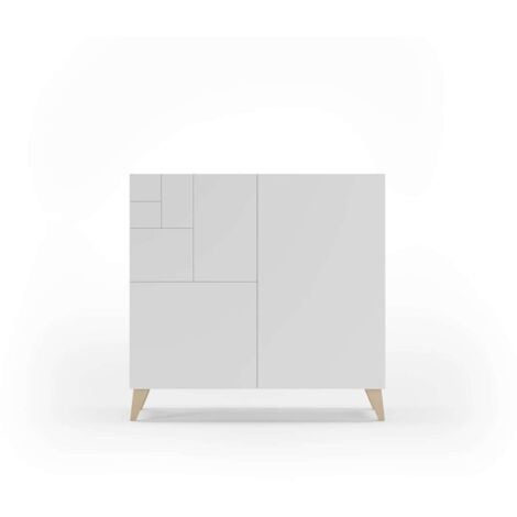 Recibidor zapatero modelo 512 acabado roble claro/blanco, 90x90x27 (alto x ancho x fondo)