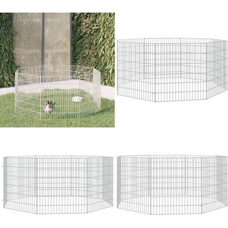 Recinto animales corral 8 paneles hierro galvanizado 54x60 cm - Corral para conejos - Corral para mascotas