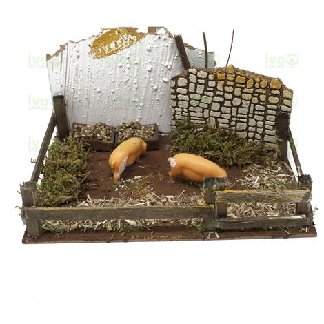 Recinto con Maialini per Presepe 20x14x11 cm con Riproduttore del Verso 85417/D