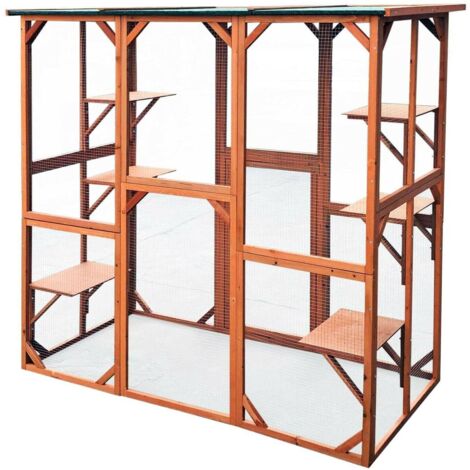 Recinto exterior para gatos madera resistente 180x88x169cm 6 zonas de descanso 160001712