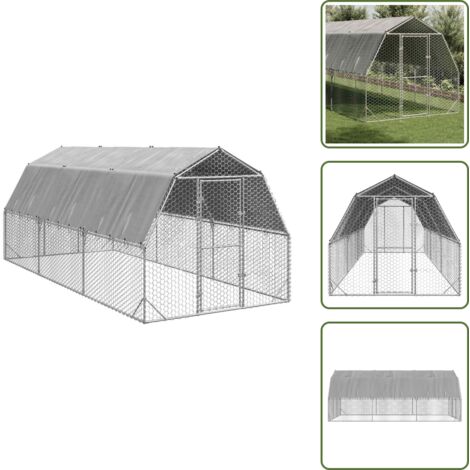 Recinto in acciaio zincato - vidaXL Recinto per Polli con Tetto 2,5x6x2,25 m in Acciaio Zincato - Recinto con tetto