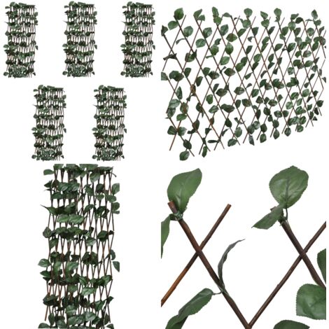 Recinto in Salice a Traliccio 5 pz Foglie Artificiali 180x60 cm - Recinzione in salice - Recinzione da giardino