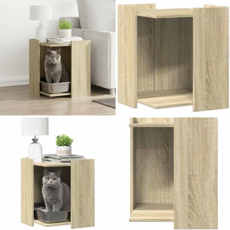 Recinto Lettiera Gatti Rovere Sonoma 60x40x40 cm in Truciolato - Recinto per gatti - Cuccia per gatti