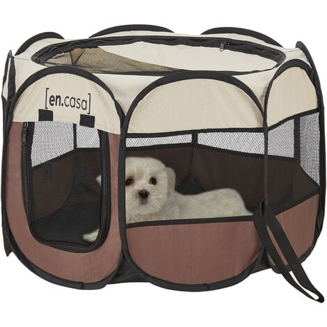 EASYCOMFORT Recinto per Cani Pieghevole in Metallo, per Interno ed Esterno  con Porta e Picchetti, 82x82x60cm Grigio