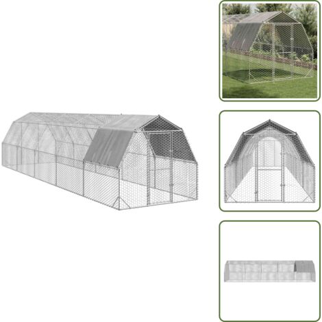 Recinto per anatre - vidaXL Recinto per Polli con Tetto 2,5x10x2,25 m in Acciaio Zincato - Recinto per oche