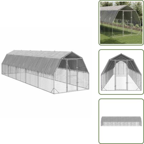 Recinto per anatre - vidaXL Recinto per Polli con Tetto 2,5x10x2,25 m in Acciaio Zincato - Recinto per oche