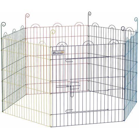 Recinto per Cani 6 Pannelli Ø120x60 cm in Metallo Multicolore