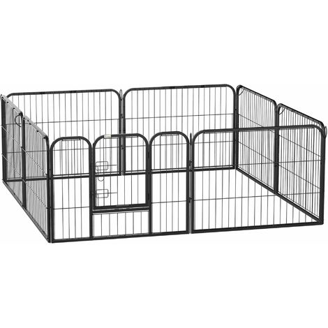 Recinto per Cani a 8 Pezzi Modulabili per Interno ed Esterno 80x60 cm in Acciaio  Nero