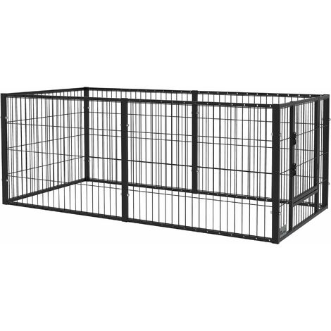 Recinto per Cani di Piccola Taglia 82,5-150x79x61 cm in Metallo Nero