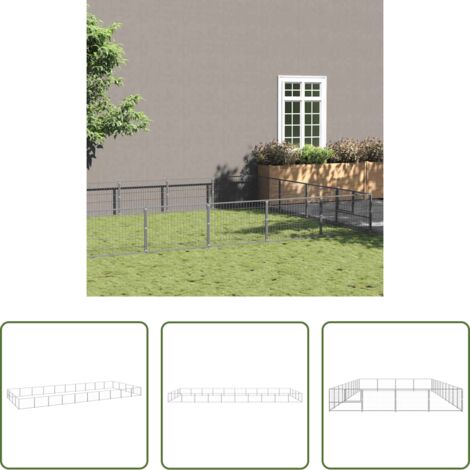 Recinto per cani -  Gabbia per Cani Argento 40 m² in Acciaio