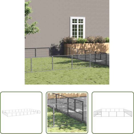 Recinto per cani -  Gabbia per Cani Argento 45 m² in Acciaio