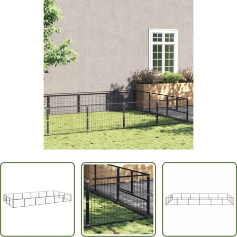 Recinto per cani -  Gabbia per Cani Nera 18 m² in Acciaio