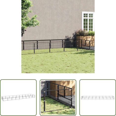 Recinto per cani -  Gabbia per Cani Nera 18 m² in Acciaio